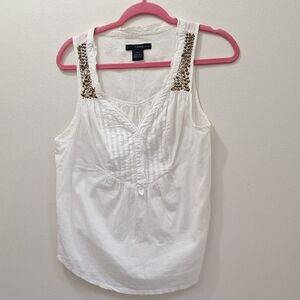 Calvin Klein Jeans White Tank with Gold Accents